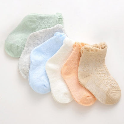 Baby Solid Color 6Pair/lot Thin Cotton socks childrensterritory