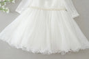 Little Girls Bow Lace Design White Baptism/Bridesmaid Dresses