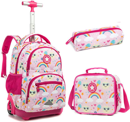 Kids 16-inch Rolling Luggage Bags School Backpack Set childrensterritory