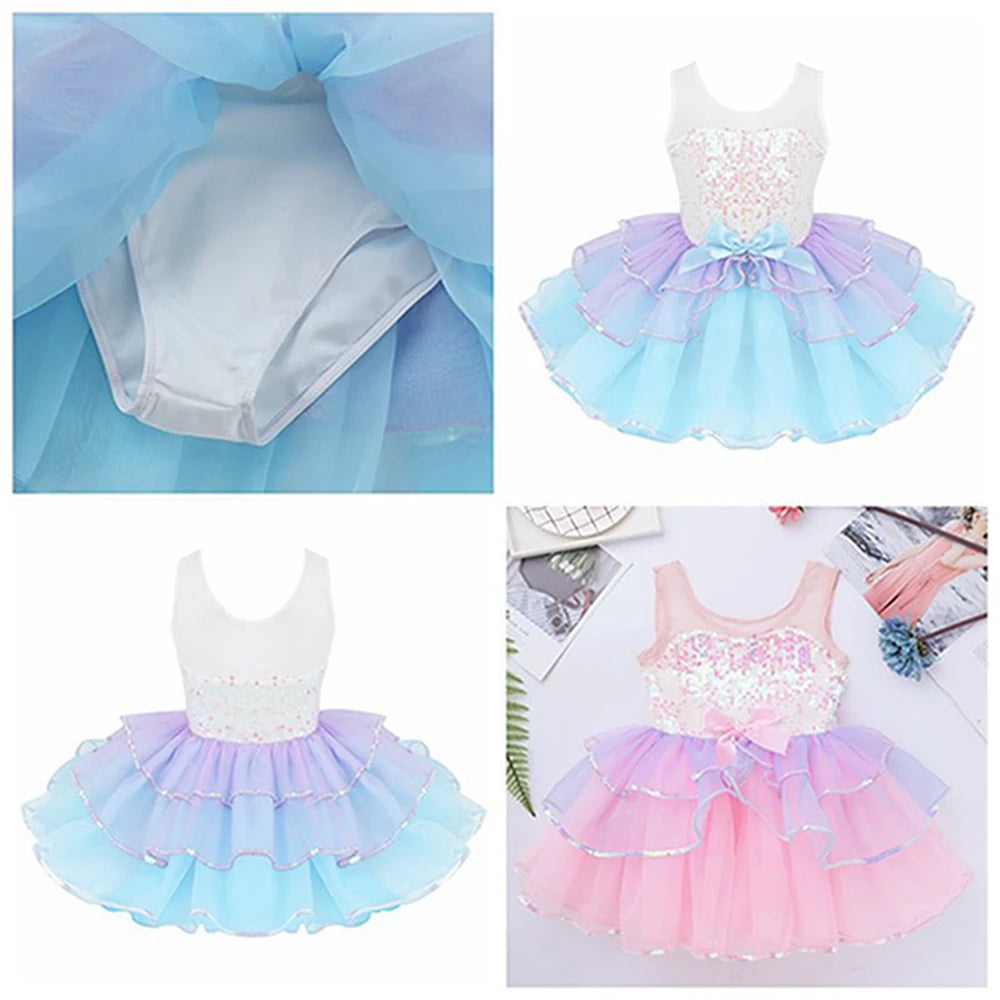 Shiny Sequins Design Tutu Ballet Dress for Little Girls childrensterritory