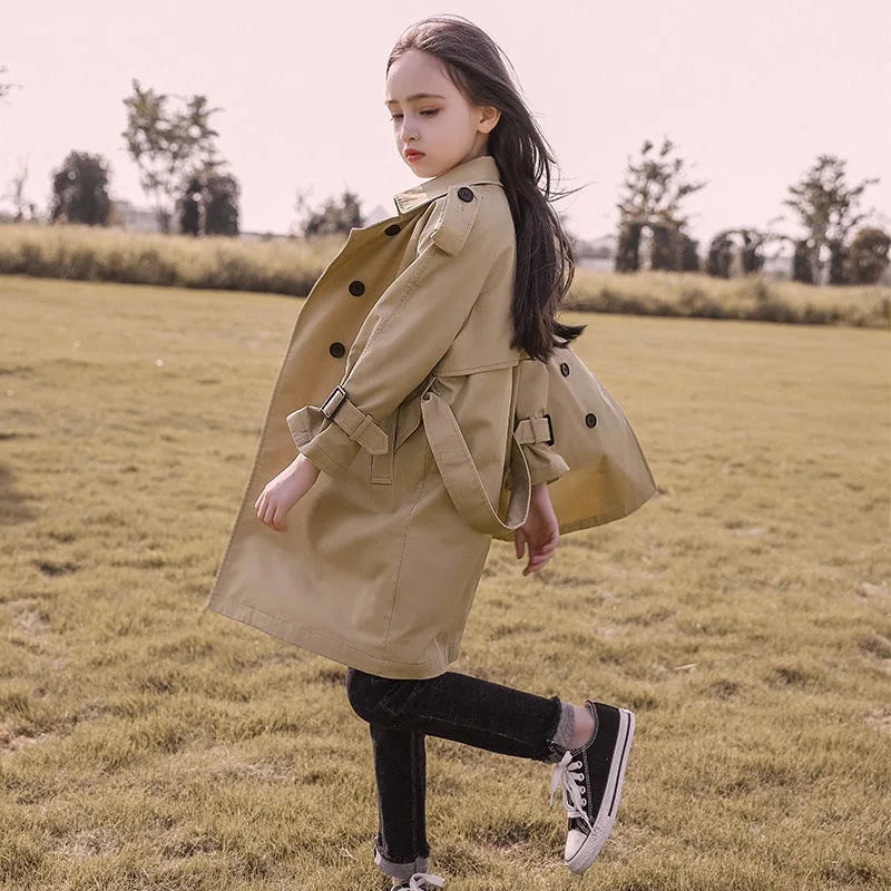 Kids/Teen Girls England Style Long Trench Coat childrensterritory