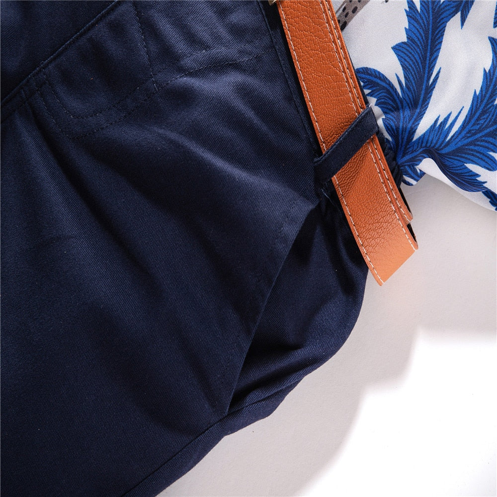 Kids Boys Hawaiian Shirt+Short Pants+Waistband Summer Suit childrensterritory