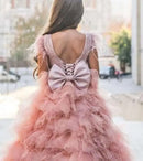 Backless Long Puffy Flower Girl Dress for Wedding Party childrensterritory