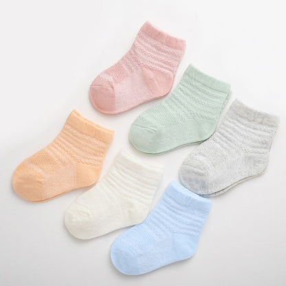 Baby Solid Color 6Pair/lot Thin Cotton socks childrensterritory