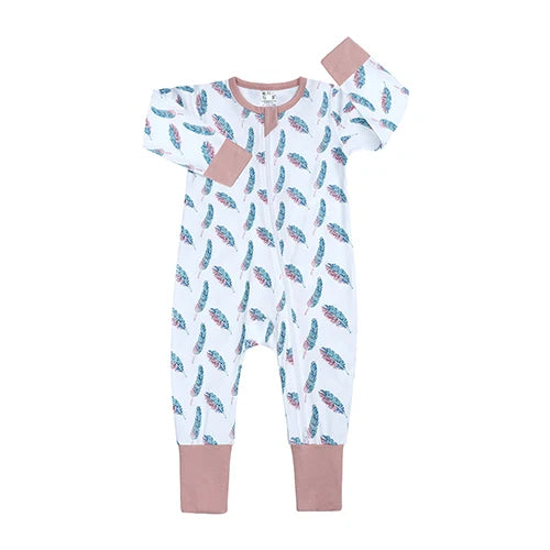Long Sleeves Printed Baby Girl/Boy Zipper Bodysuits