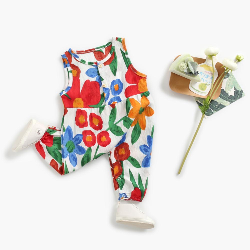 Floral Sleeveless Cotton Bodysuits for Baby Girl childrensterritory
