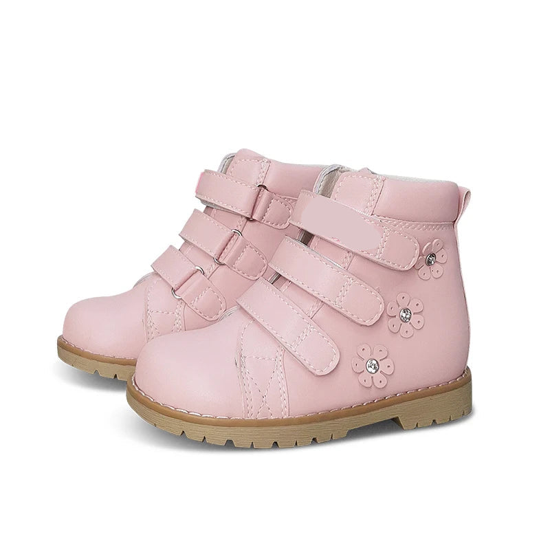 Kids Luxury Ankle Booties With Rhinestone Decoration