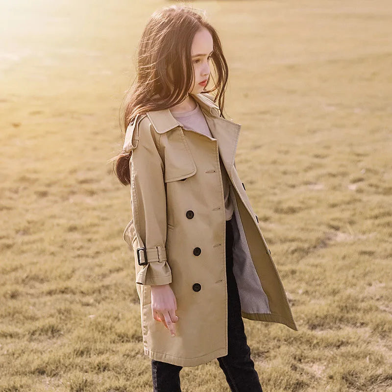 Kids/Teen Girls England Style Long Trench Coat childrensterritory