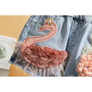Kids Girl's Cute Swan Flower Design Cotton Shorts Pants childrensterritory