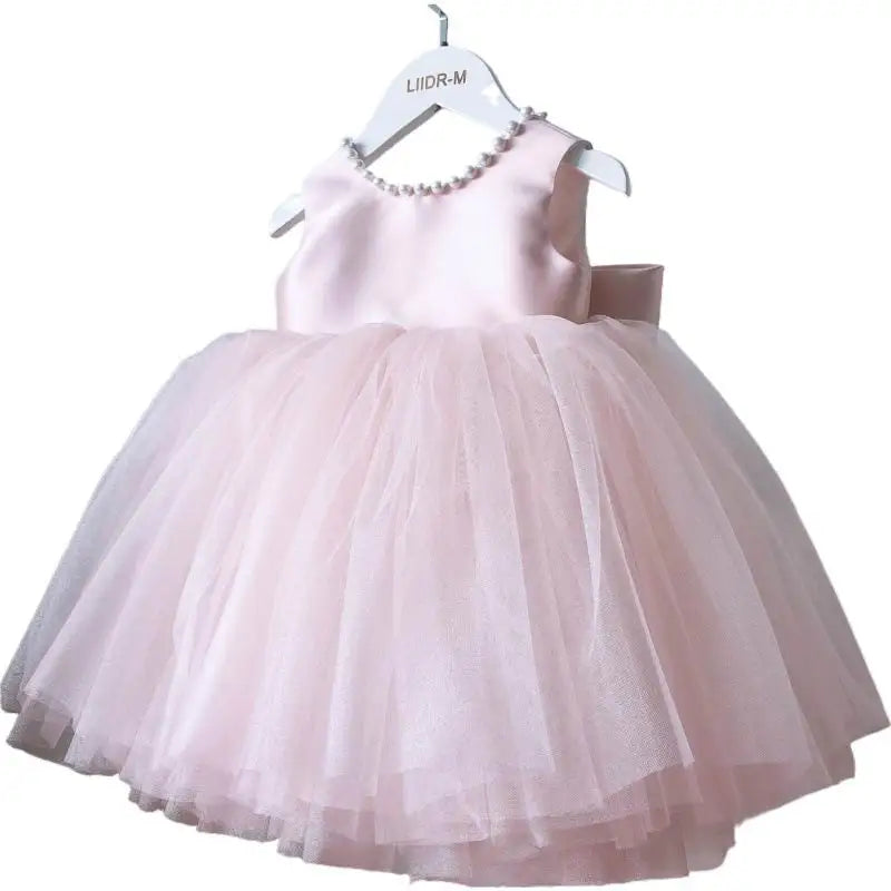 Little Girls Bridemaid Wedding Party Big Bow Princess Dress