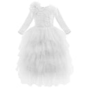 Kids Girls Lace Flower Design Layered Birthday Party Dress childrensterritory