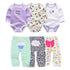 Newborn Baby Cartoon Print 6/8Pieces Soft Bodysuits+Pants Sets childrensterritory