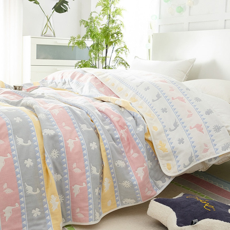 6 Layer Cotton Muslin Baby Blankets Carriage Quilt childrensterritory