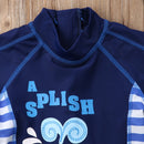 Kids Cartoon Letter Print Rash Guard Swimwear with Cap childrensterritory