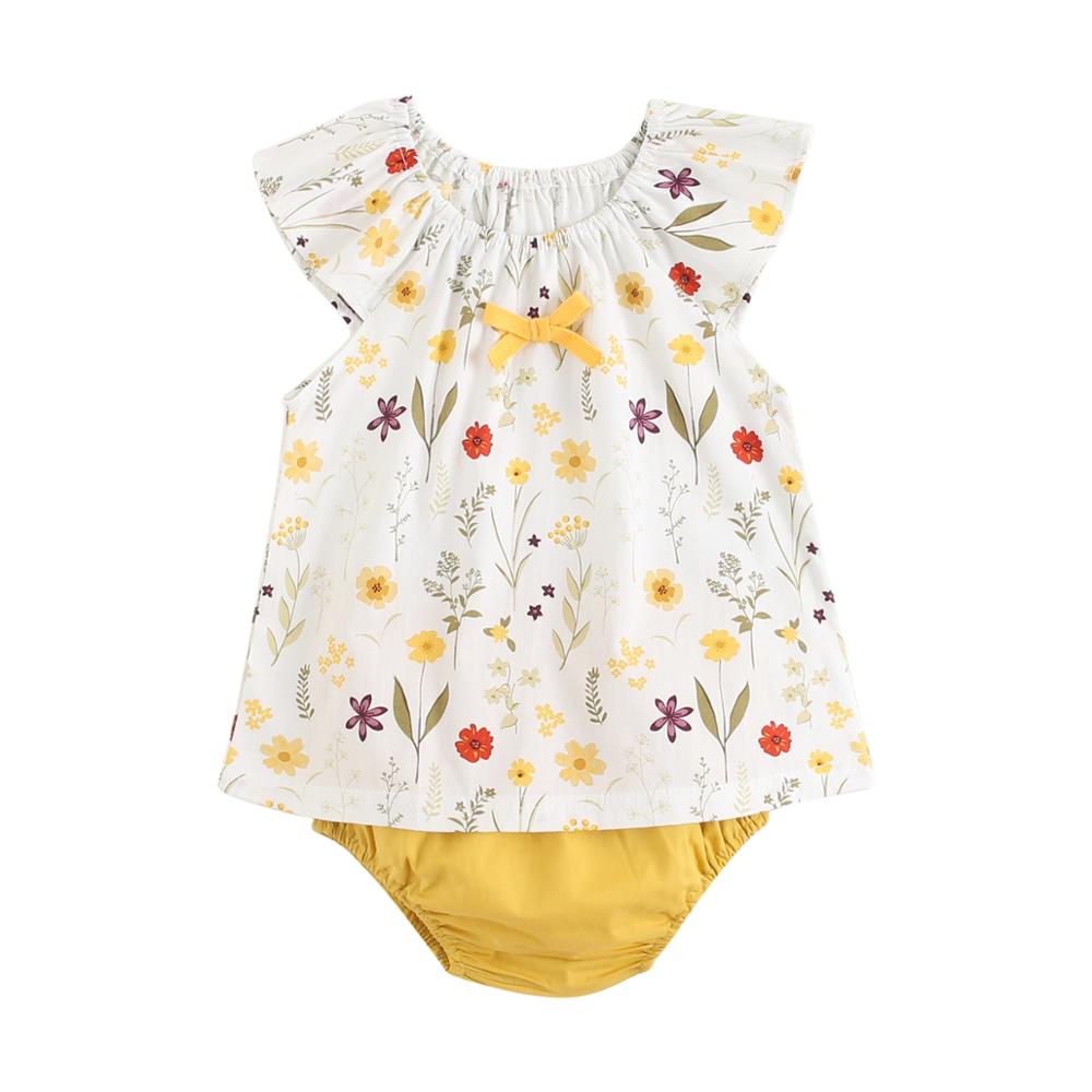 Baby Girl Floral Tops + Bottoms 2pcs Casual Cotton Outfits childrensterritory