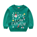 Christmas Letters and Santa Cartoon Prints Kids Sweatshirts childrensterritory