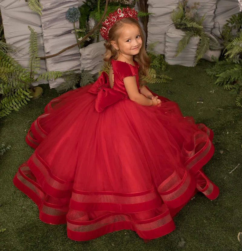 Puffy Layers Big Bow Little Princess Dress for Girls