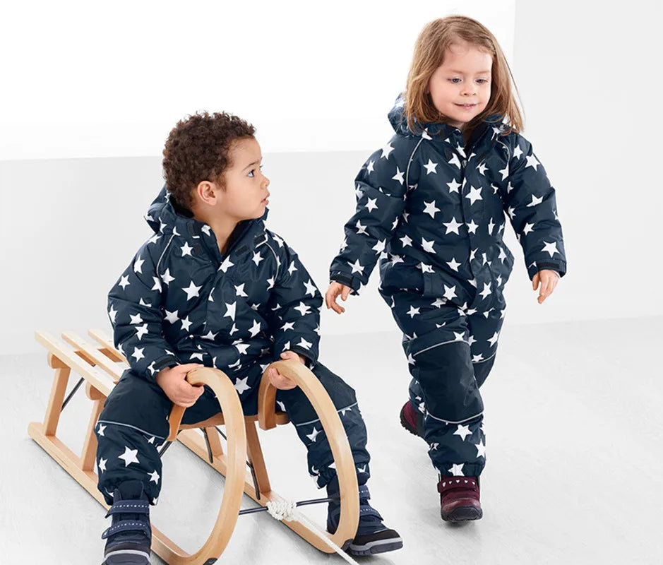 Plus Velvet Windproof Kids One-piece Thickening Ski Suit childrensterritory