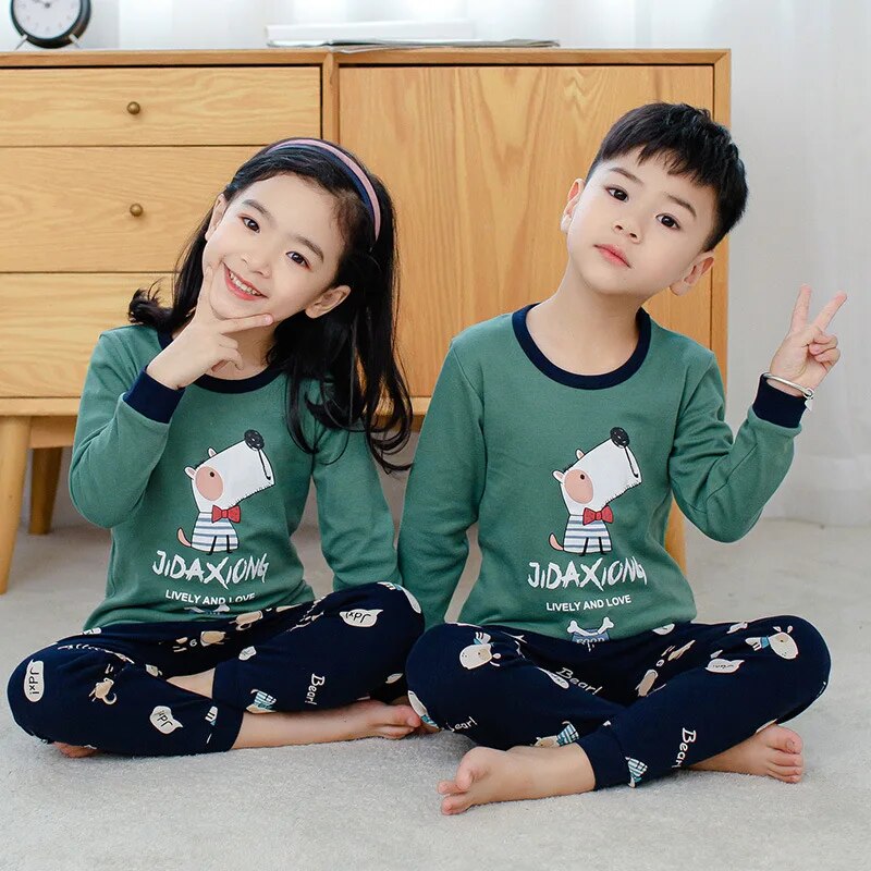 Kids Unisex Cartoon and Floral Print Soft Sleepwear Pajamas Sets childrensterritory