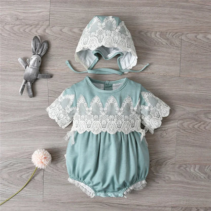 Newborn Lace Rompers With Hats for Summer childrensterritory