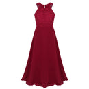Kids Girls Halter Lace Design Chiffon Long Prom Ball Gowns childrensterritory