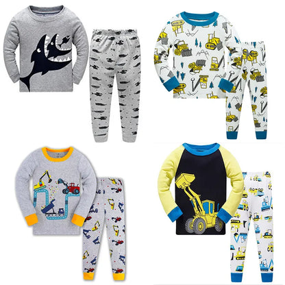 Kids Boys Cartoon Excavator Print Pyjamas Sets childrensterritory
