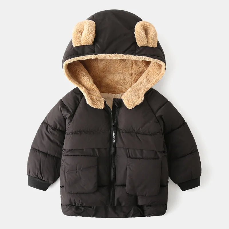Plus Velvet Thick Hooded Parka Jacket for Kids Girls, and Boys childrensterritory