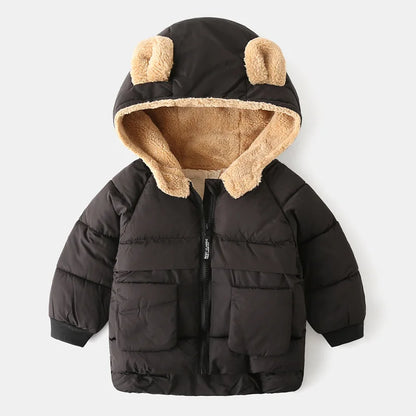 Plus Velvet Thick Hooded Parka Jacket for Kids Girls, and Boys childrensterritory