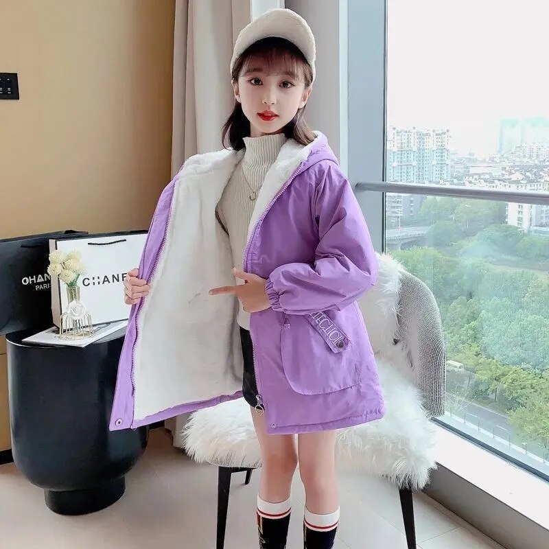 Kids Girls Thick Parka Hooded Down Jacket Windbreaker childrensterritory
