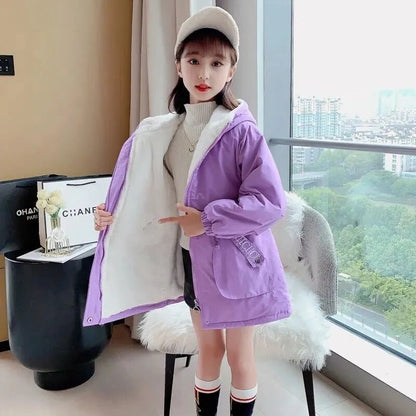 Kids Girls Thick Parka Hooded Down Jacket Windbreaker childrensterritory