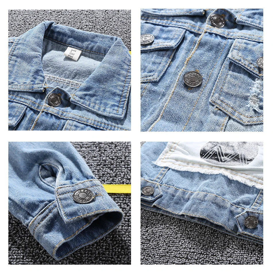 Kids Boys Letter Print Denim Jacket | Cowboy Coat