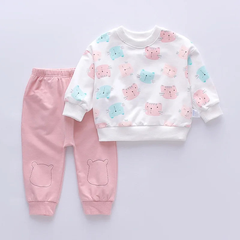 Toddler Girl Cartoon Top and Pants, 2 Piece Tracksuit Set