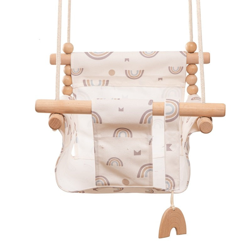 Cartoon Canvas Baby Wood Hanging Chair Outdoor Toy childrensterritory