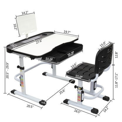 70cm Kids Study Table And Chair Set w/Reading Stand childrensterritory