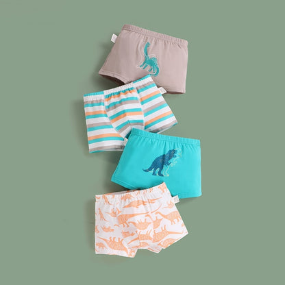 Cartoon Dinosaur Print 4PCS/LOT Kids Boys Cotton Panties childrensterritory