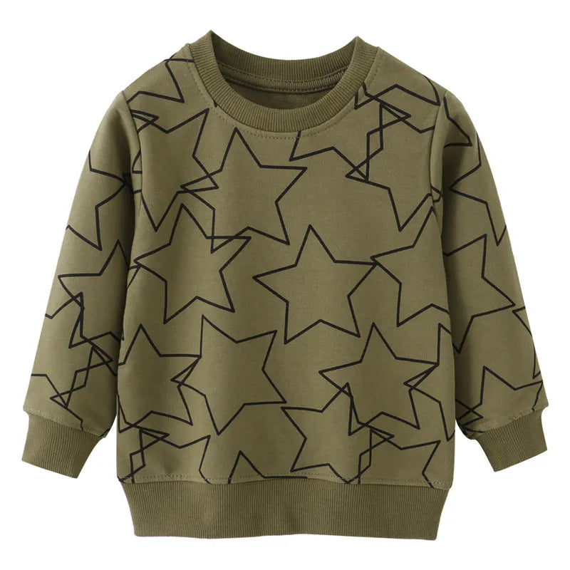 Long Sleeve Stars Cartoon Print Kid Boys Girls Sweatshirts childrensterritory