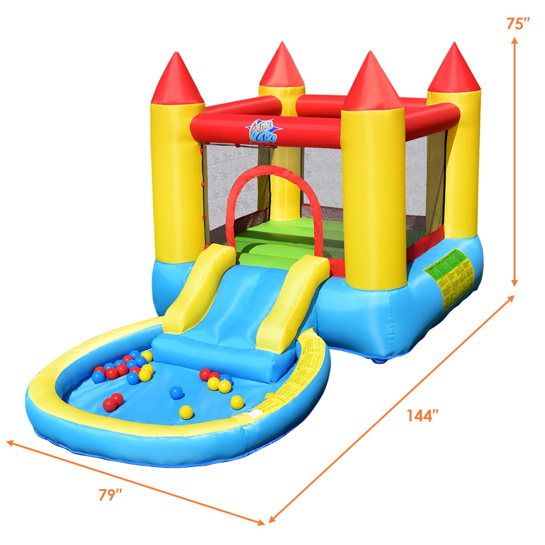 Kids Inflatable Slide Bounce Castle w/ Balls Pool &amp; Bag childrensterritory