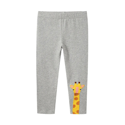 Kids Girls Cartoon Pattern Skinny Cotton Trousers childrensterritory