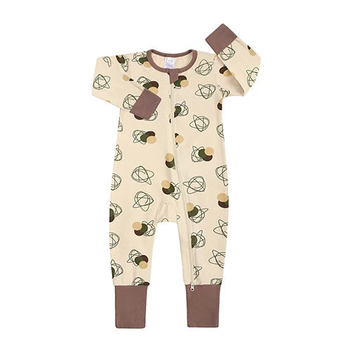 Long Sleeves Printed Baby Girl/Boy Zipper Bodysuits