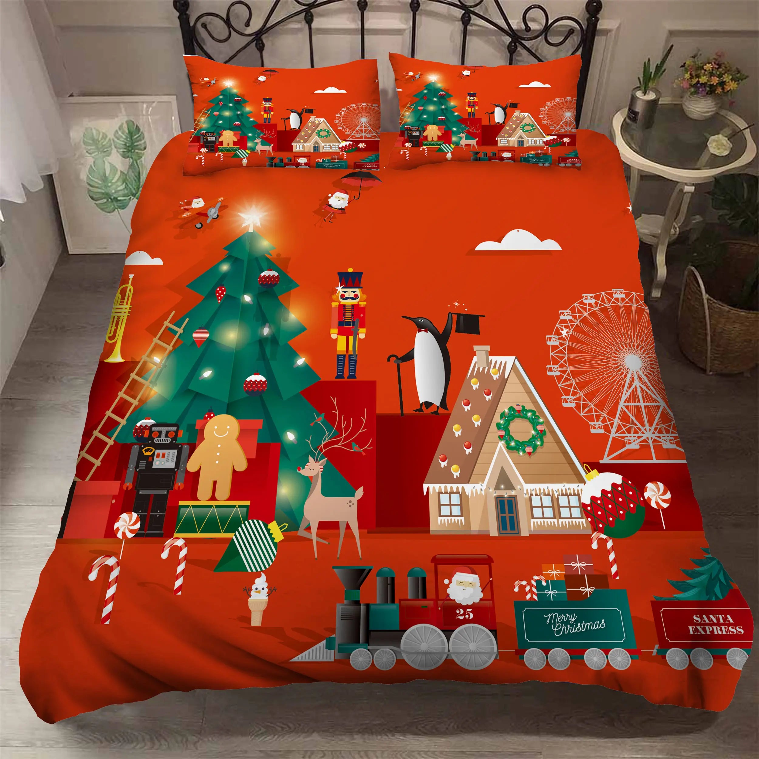 Santa Claus and Christmas Print: All Sizes of Bedding Sets childrensterritory
