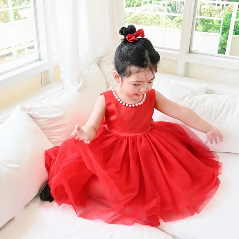 Little Girls Bridemaid Wedding Party Big Bow Princess Dress