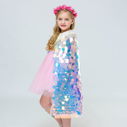 Multicolor Blingbling Fairy Princess Cape for Halloween Party childrensterritory