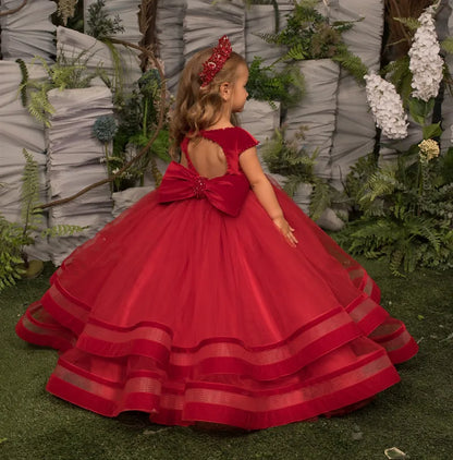 Puffy Layers Big Bow Little Princess Dress for Girls