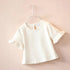 Kids Girls Round Neck Lace Trumpet Sleeve Summer Tops childrensterritory