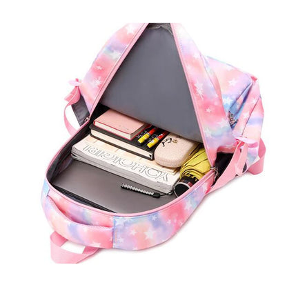 Kids Girls Stars Print School Backpack with Lunch Box and Pencil Case