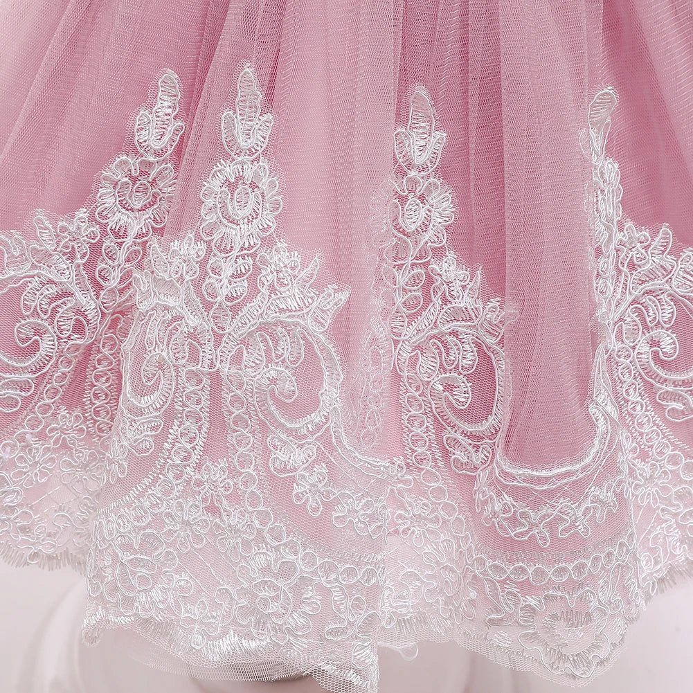 Girls Embroidery Bow Design Princess Dresses