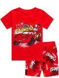 Kids Boys Girls Short Sleeved Racing Car Print Sleepwear childrensterritory