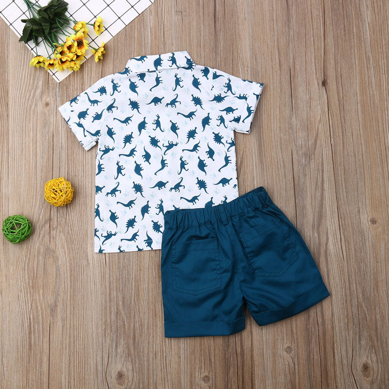 Dinosaur Print 2pcs Kid Boy Casual Summer Clothes Set childrensterritory
