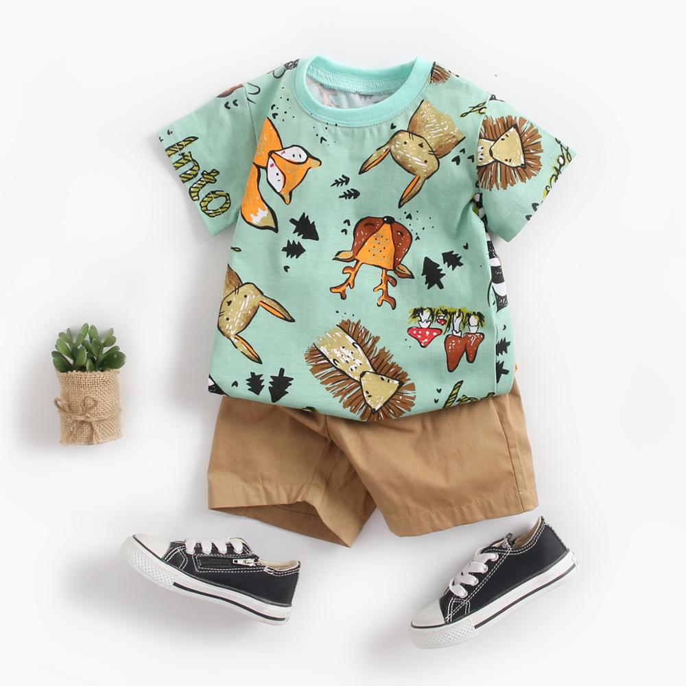 Cartoon Print Baby Boy 2pcs Casual Summer Clothing Sets childrensterritory