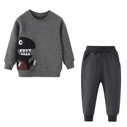 Cartoon Print Sweatshirts and Pants Tracksuit Set childrensterritory
